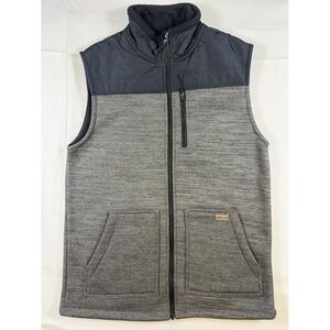 Ascend Mens Full Zip Fleece Lined Vest Gray Black Heathered Knit Small